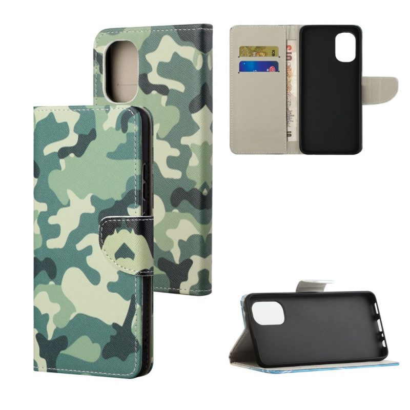 Custodia in pelle Moto G41 / G31 Camuffamento Militare