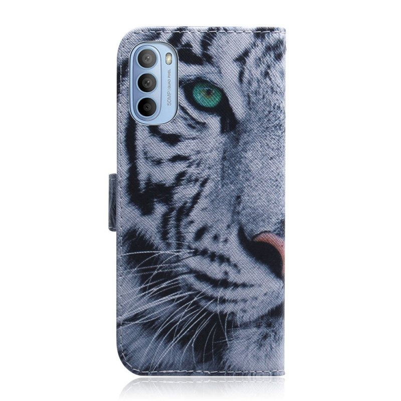 Custodia in pelle Moto G41 / G31 Faccia Da Tigre