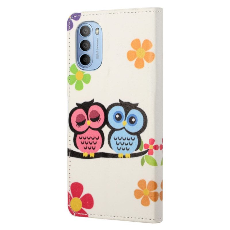 Custodia in pelle Moto G41 / G31 Famiglia Di Gufi