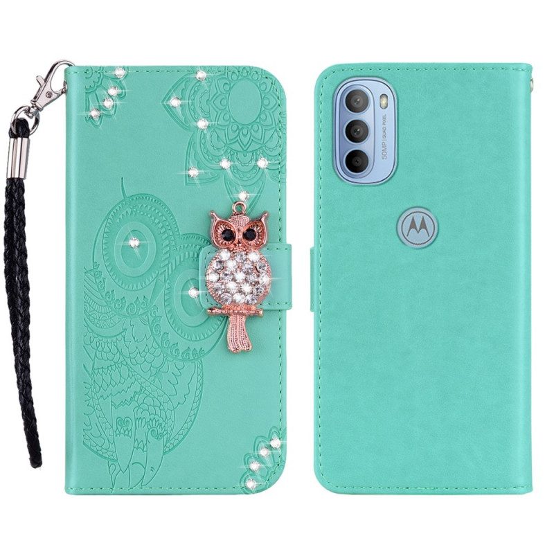 Custodia in pelle Moto G41 / G31 Mandala E Fascino Del Gufo