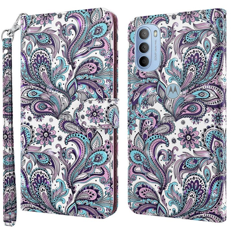 Custodia in pelle Moto G41 / G31 Paisley