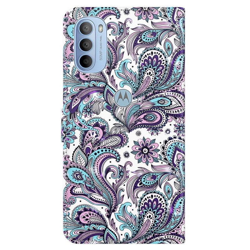 Custodia in pelle Moto G41 / G31 Paisley