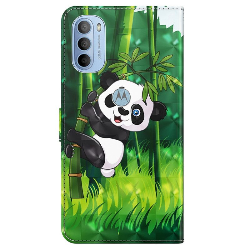 Custodia in pelle Moto G41 / G31 Panda E Bambù