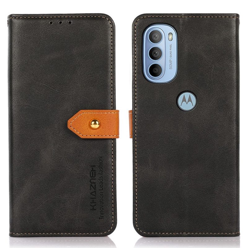 Folio Cover Moto G41 / G31 Chiusura Dorata Bicolore Khazneh