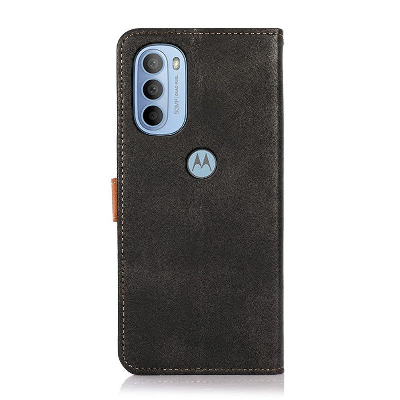 Folio Cover Moto G41 / G31 Chiusura Dorata Bicolore Khazneh