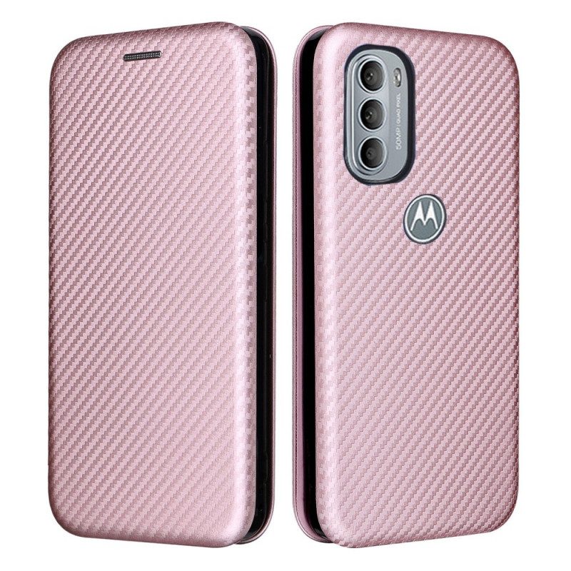 Folio Cover Moto G41 / G31 Custodia in pelle Carbonio Siliconico