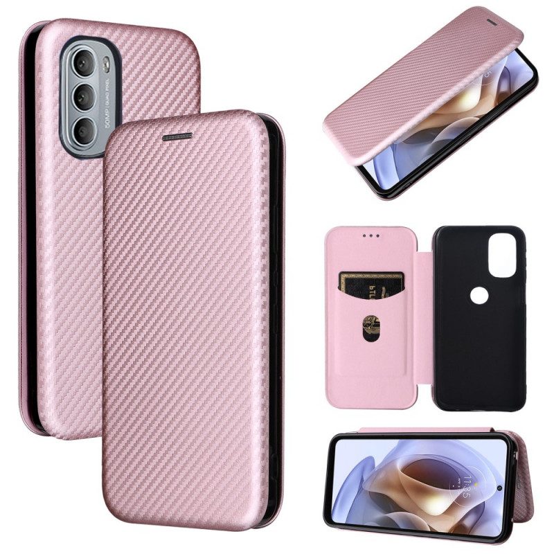 Folio Cover Moto G41 / G31 Custodia in pelle Carbonio Siliconico