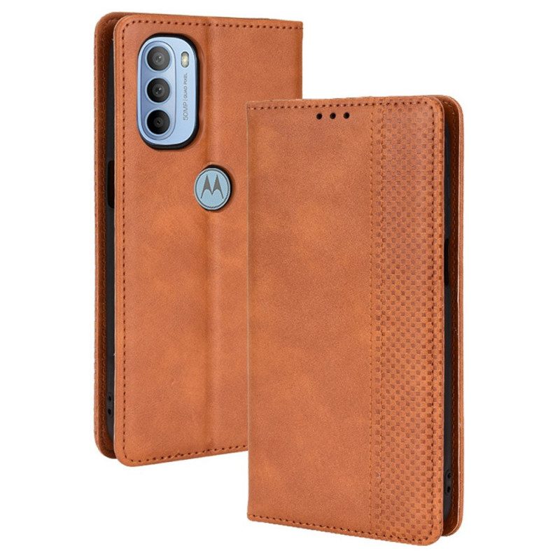 Folio Cover Moto G41 / G31 Custodia in pelle Effetto Pelle Vintage Stilizzato