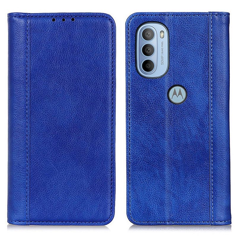 Folio Cover Moto G41 / G31 Custodia in pelle Eleganza Split Litchi Leather