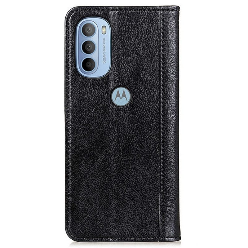 Folio Cover Moto G41 / G31 Custodia in pelle Eleganza Split Litchi Leather