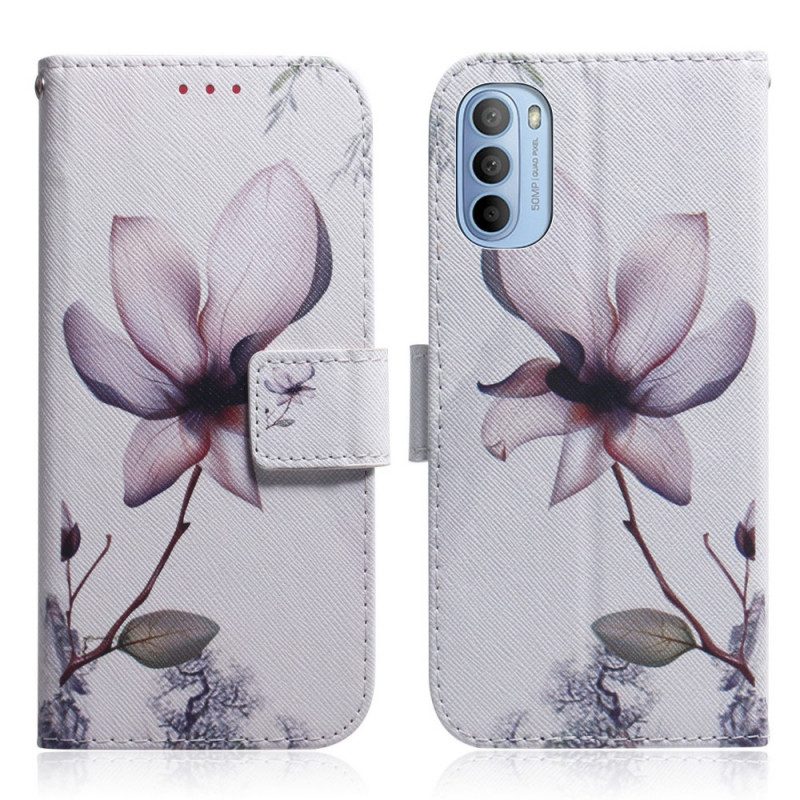 Folio Cover Moto G41 / G31 Fiore Rosa Polveroso