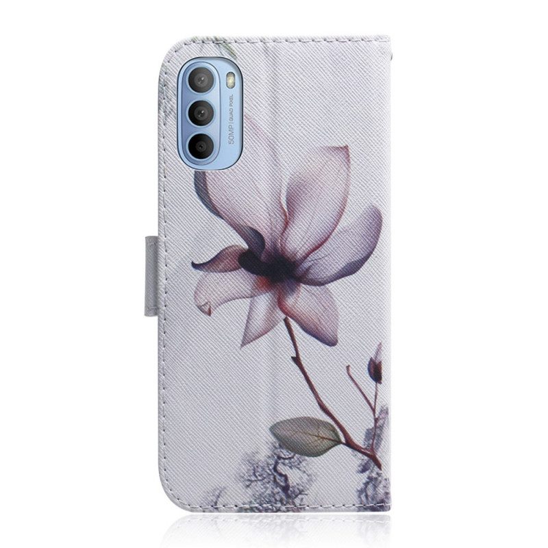 Folio Cover Moto G41 / G31 Fiore Rosa Polveroso