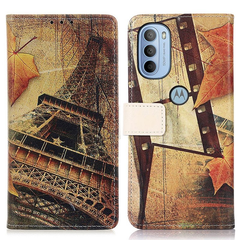 Folio Cover Moto G41 / G31 Torre Eiffel In Autunno