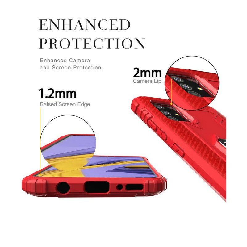 Cover Samsung Galaxy A51 Anello E Fibra Di Carbonio