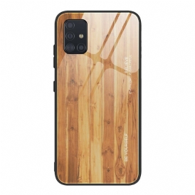 Cover Samsung Galaxy A51 Design In Legno Vetro Temperato