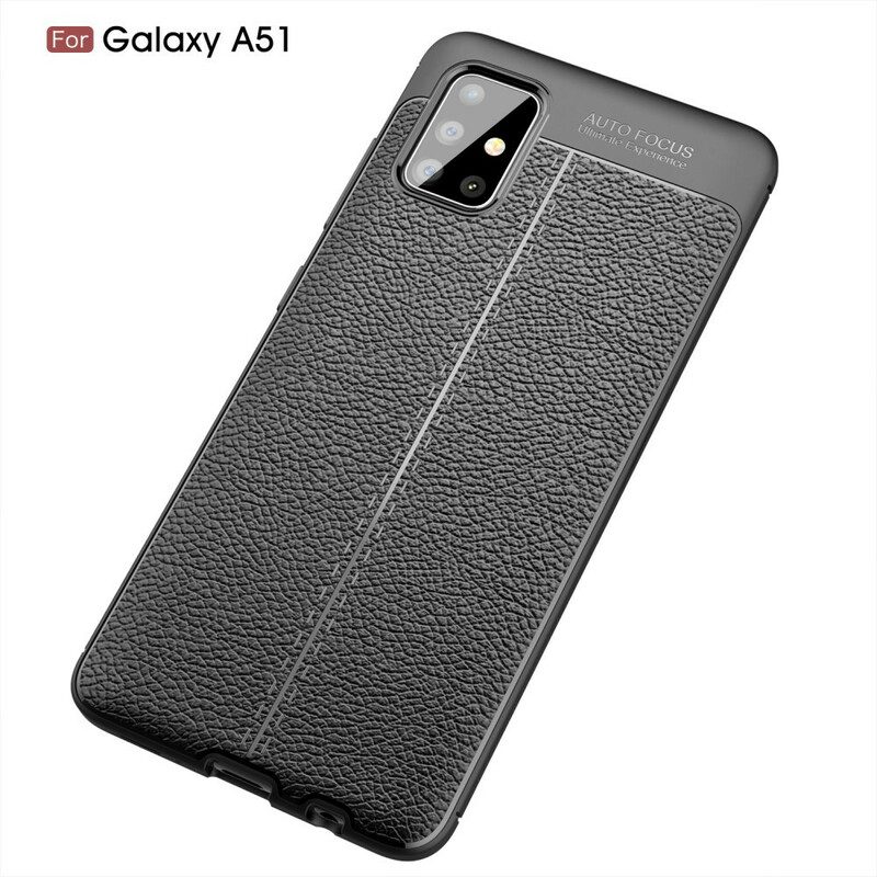 Cover Samsung Galaxy A51 Doppia Linea Litchi Effetto Pelle