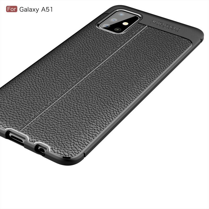 Cover Samsung Galaxy A51 Doppia Linea Litchi Effetto Pelle