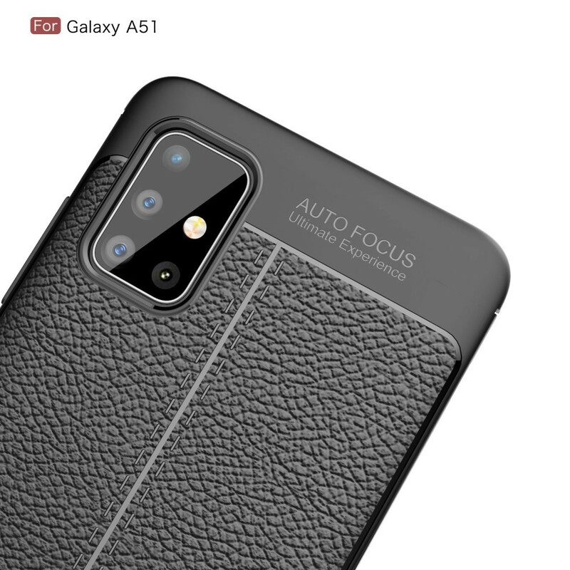 Cover Samsung Galaxy A51 Doppia Linea Litchi Effetto Pelle