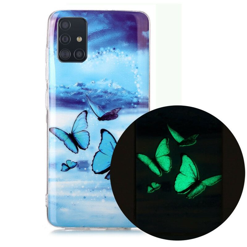 Cover Samsung Galaxy A51 Serie Di Farfalle Fluorescenti