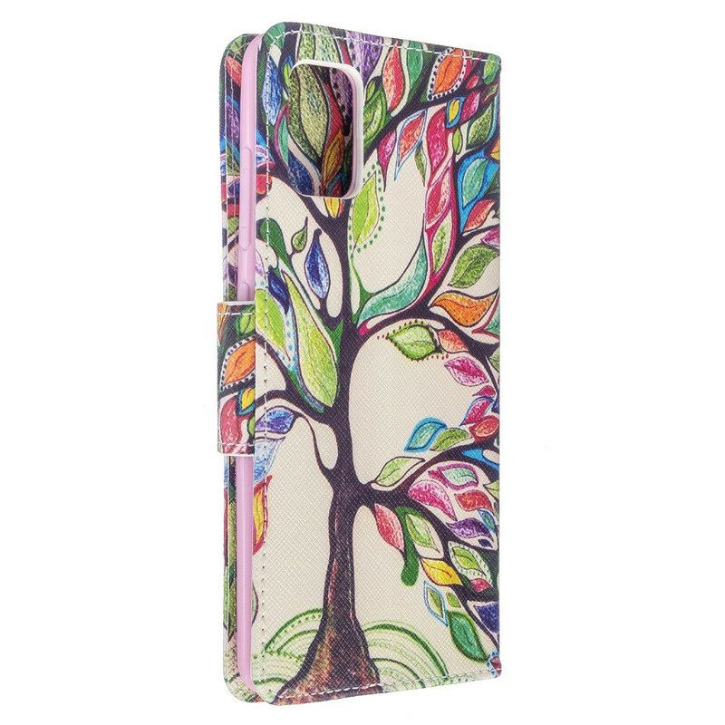 Custodia in pelle Samsung Galaxy A51 Albero Colorato