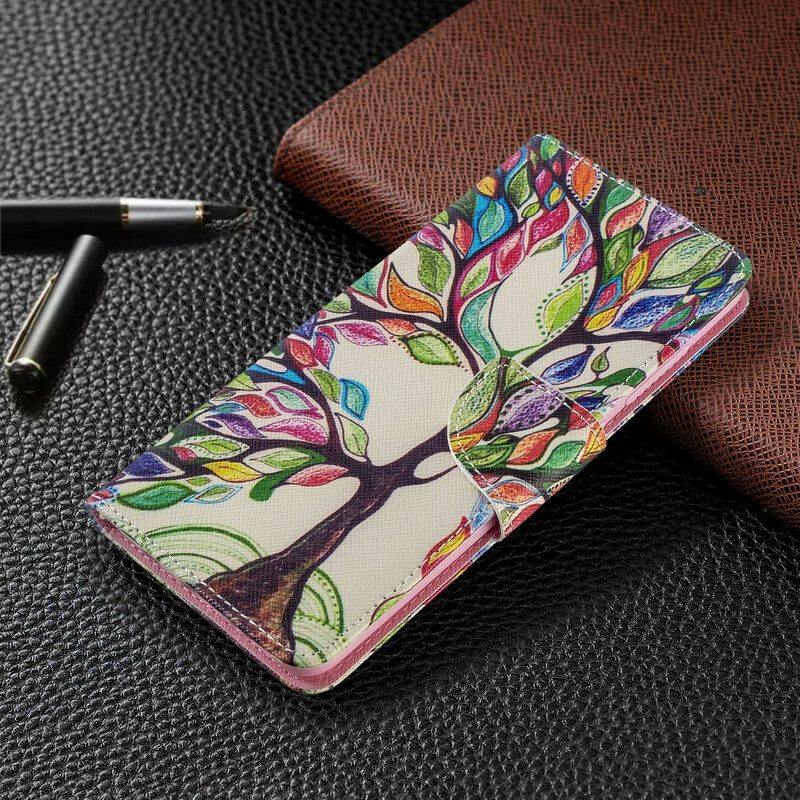 Custodia in pelle Samsung Galaxy A51 Albero Colorato