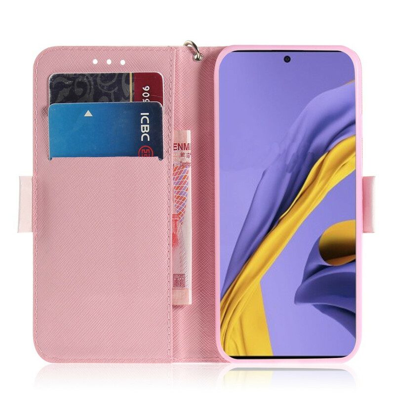 Custodia in pelle Samsung Galaxy A51 Amici Gatto Strappy