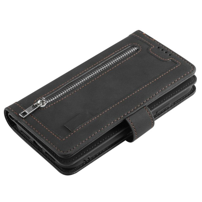 Custodia in pelle Samsung Galaxy A51 Contorni Rinforzati Tasca Con Zip