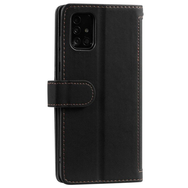 Custodia in pelle Samsung Galaxy A51 Contorni Rinforzati Tasca Con Zip