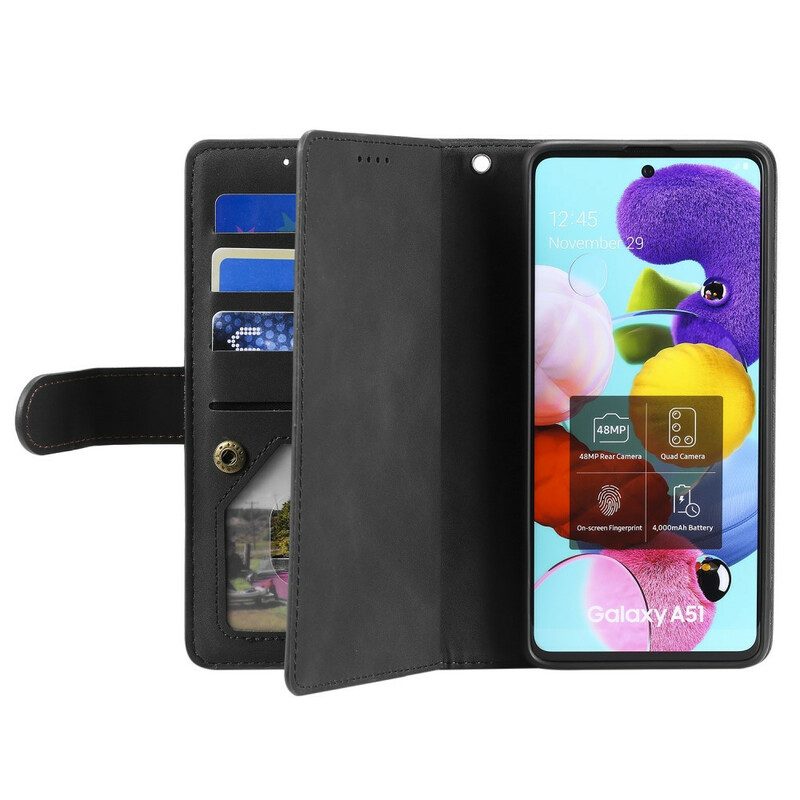 Custodia in pelle Samsung Galaxy A51 Contorni Rinforzati Tasca Con Zip