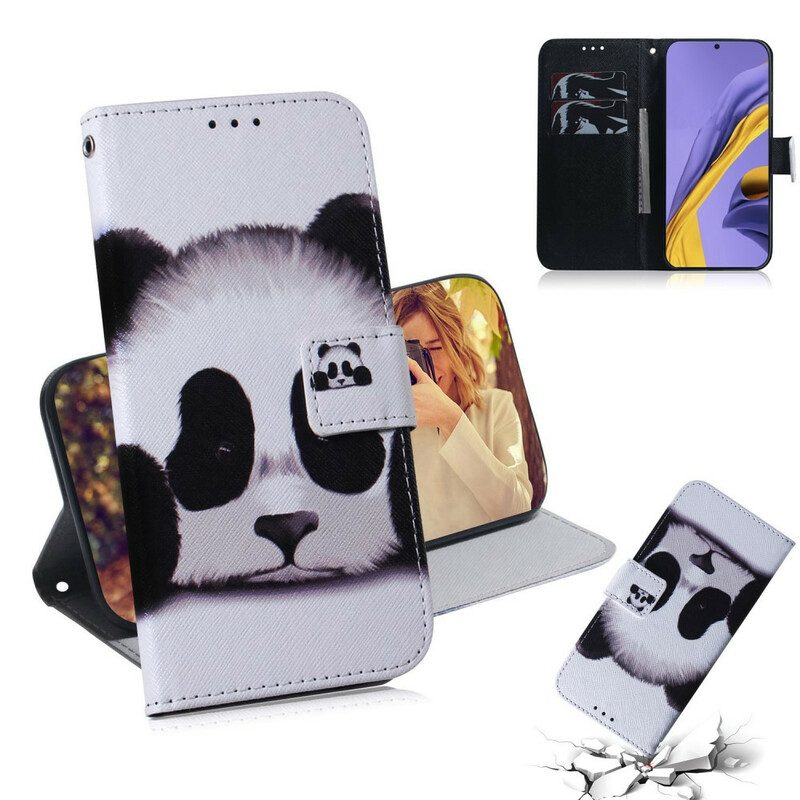 Custodia in pelle Samsung Galaxy A51 Faccia Da Panda