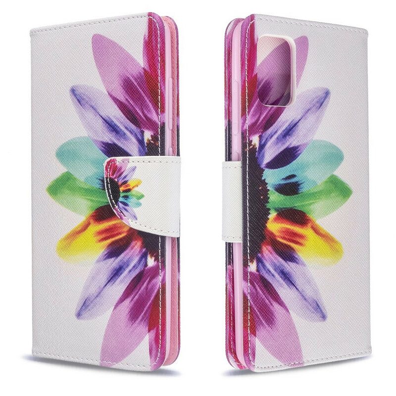 Custodia in pelle Samsung Galaxy A51 Fiore Dell'acquerello