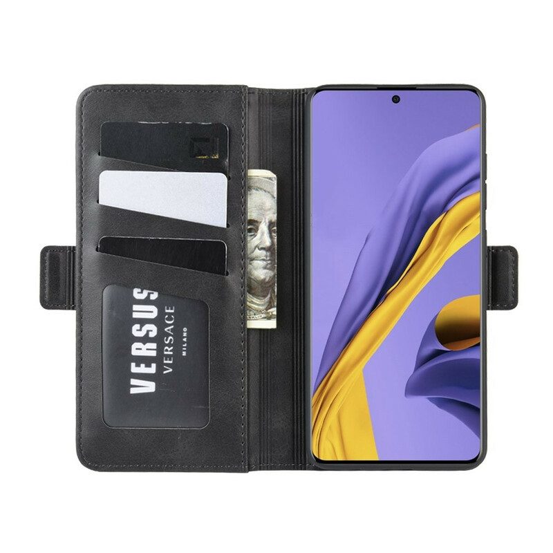 Custodia in pelle Samsung Galaxy A51 Folio Cover Doppio Lembo