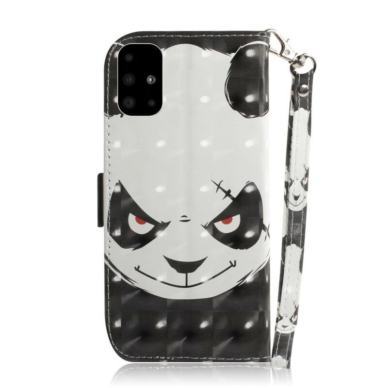 Custodia in pelle Samsung Galaxy A51 Panda Arrabbiato Con Cordino