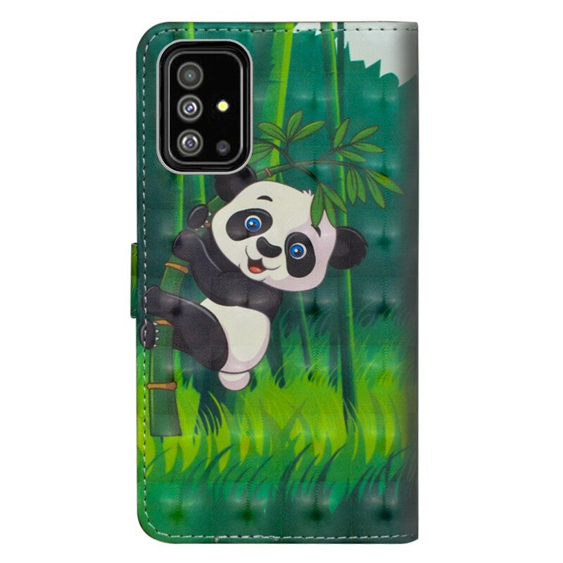 Custodia in pelle Samsung Galaxy A51 Panda E Bambù