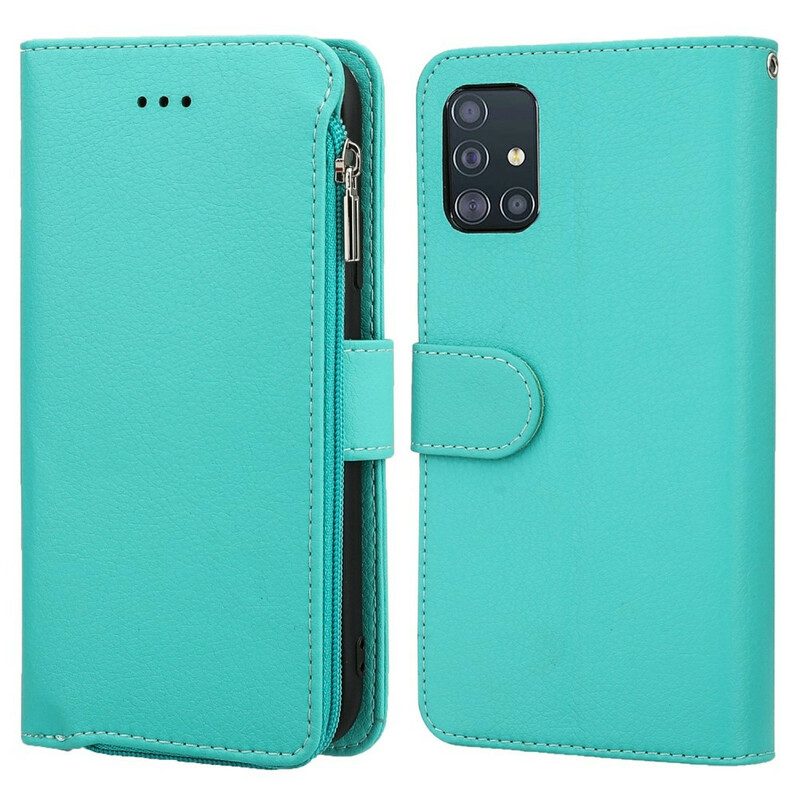 Custodia in pelle Samsung Galaxy A51 Tasca Con Zip Stile Pelle In Microfibra