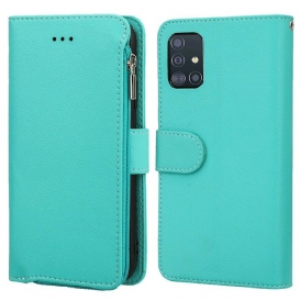 Custodia in pelle Samsung Galaxy A51 Tasca Con Zip Stile Pelle In Microfibra