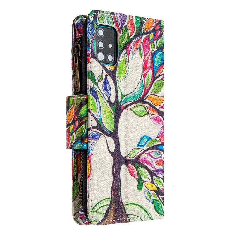 Custodia in pelle Samsung Galaxy A51 Tasca Per Albero Con Cerniera