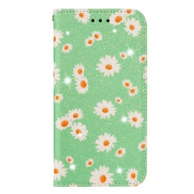 Folio Cover Samsung Galaxy A51 Custodia in pelle Margherite In Ecopelle