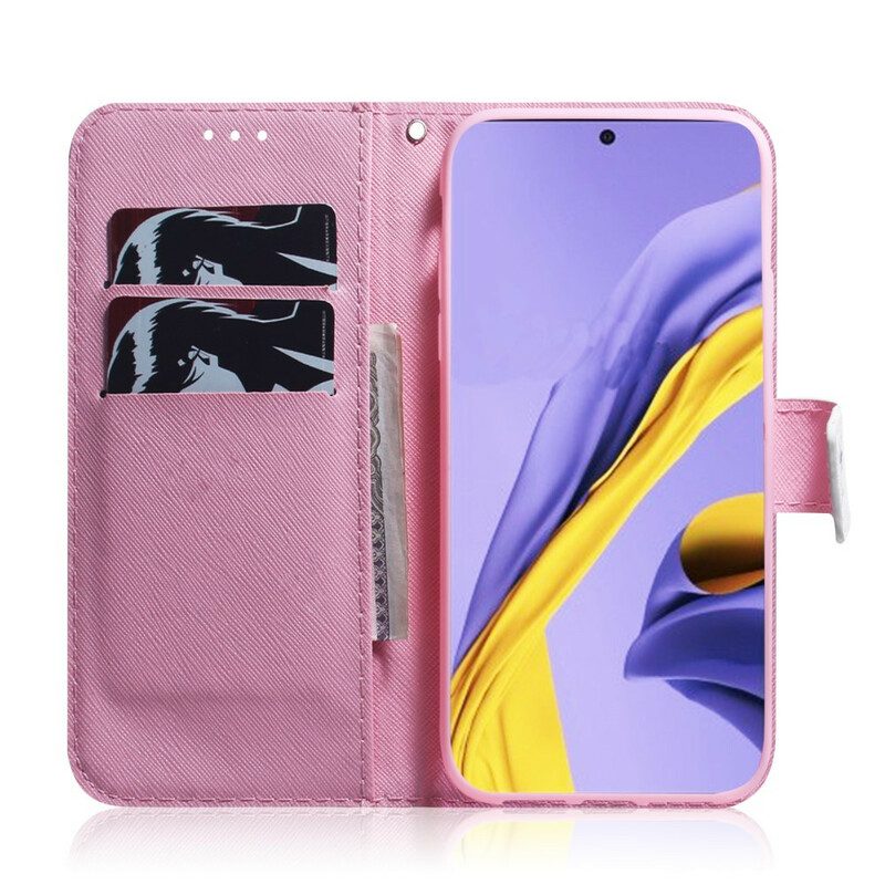 Folio Cover Samsung Galaxy A51 Fiore Rosa Polveroso