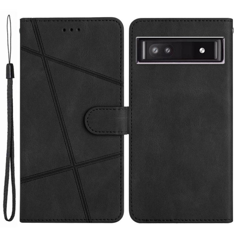 Custodia A Portafoglio Google Pixel 7A Linee Geometriche A Strisce