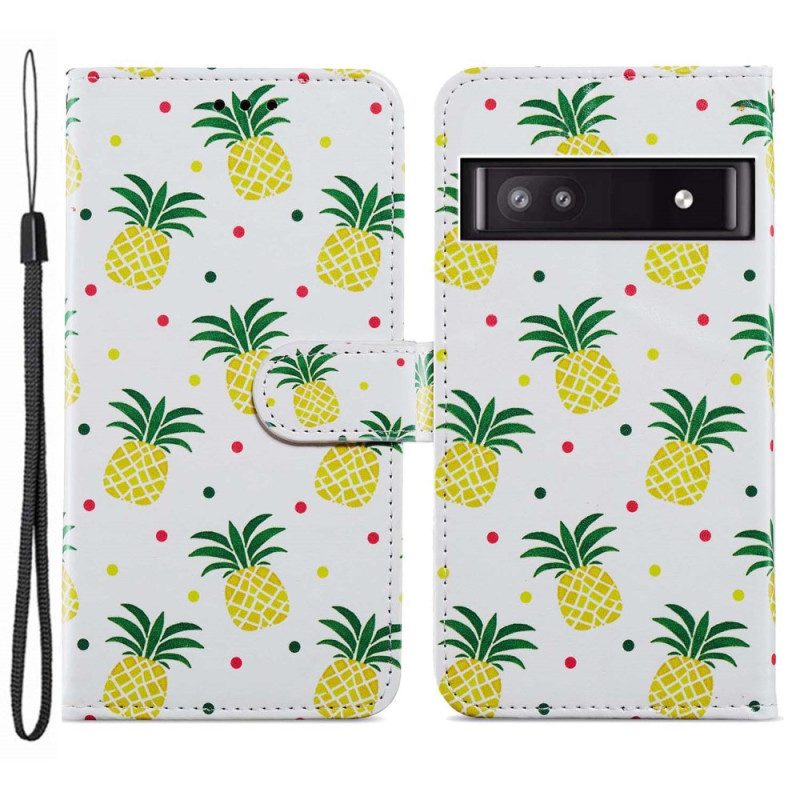 Custodia in pelle Google Pixel 7A Ananas Strappy