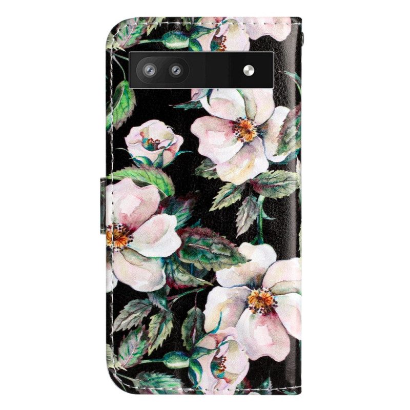 Custodia in pelle Google Pixel 7A Cinturino Magnolie