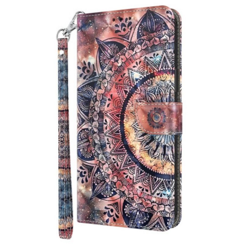 Custodia in pelle Google Pixel 7A Mandala Dell'acquerello Strappy