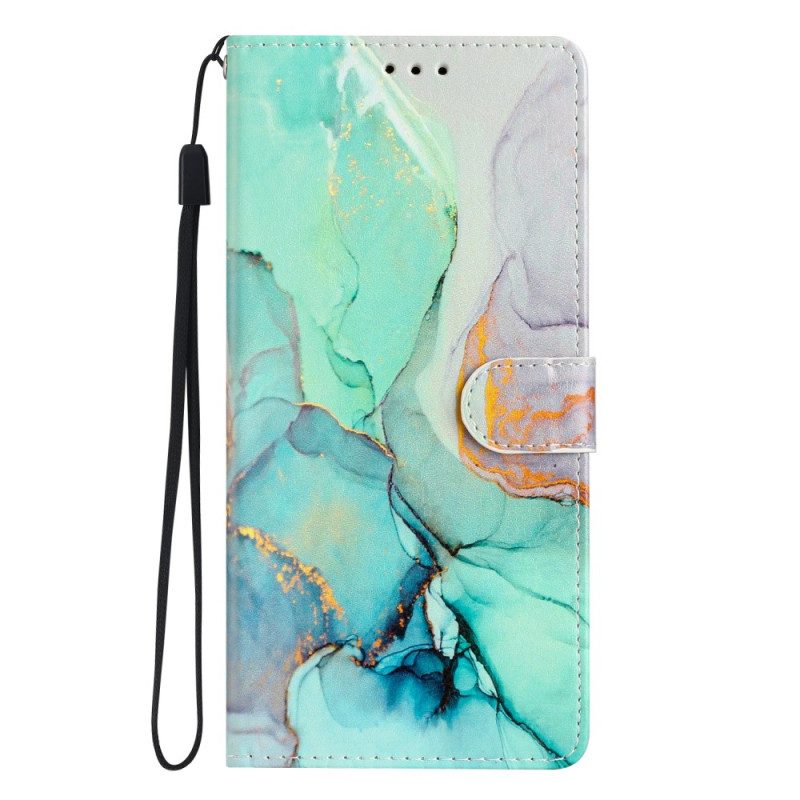 Custodia in pelle Google Pixel 7A Motivo Marmorizzato Strappy