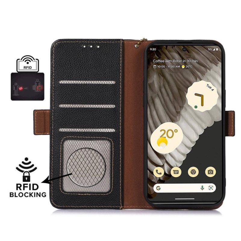 Custodia in pelle Google Pixel 7A Rfid In Vera Pelle