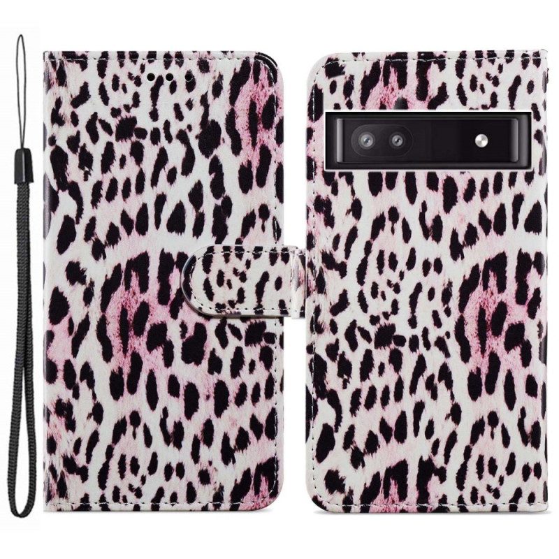 Custodia in pelle Google Pixel 7A Strappy Effetto Leopardo