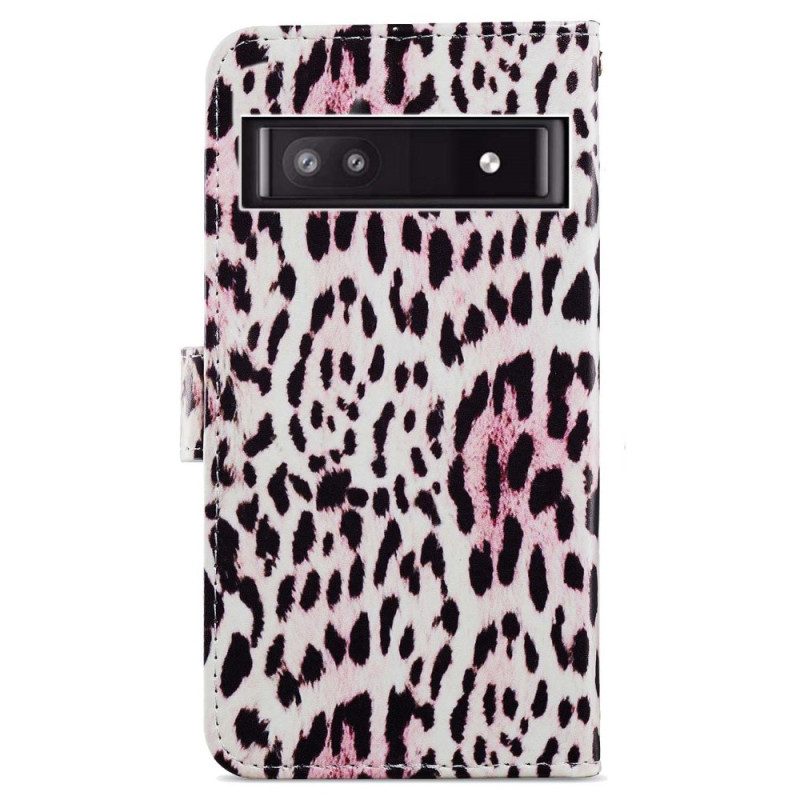 Custodia in pelle Google Pixel 7A Strappy Effetto Leopardo