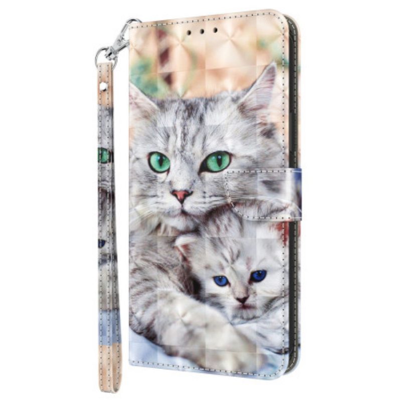 Folio Cover Google Pixel 7A Famiglia Di Gatti Strappy