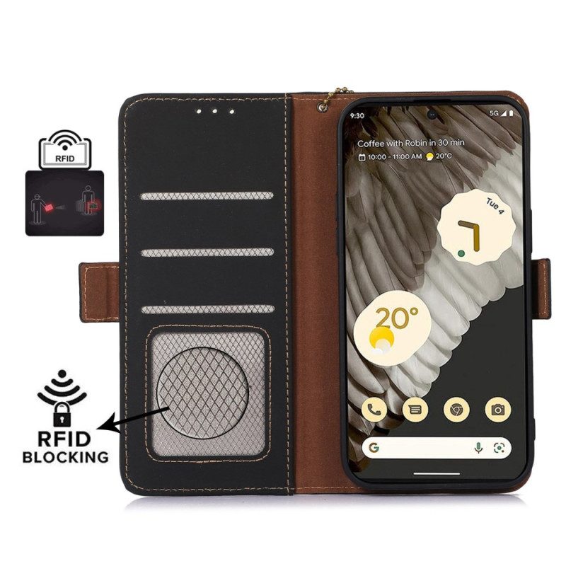 Folio Cover Google Pixel 7A Rfid In Vera Pelle