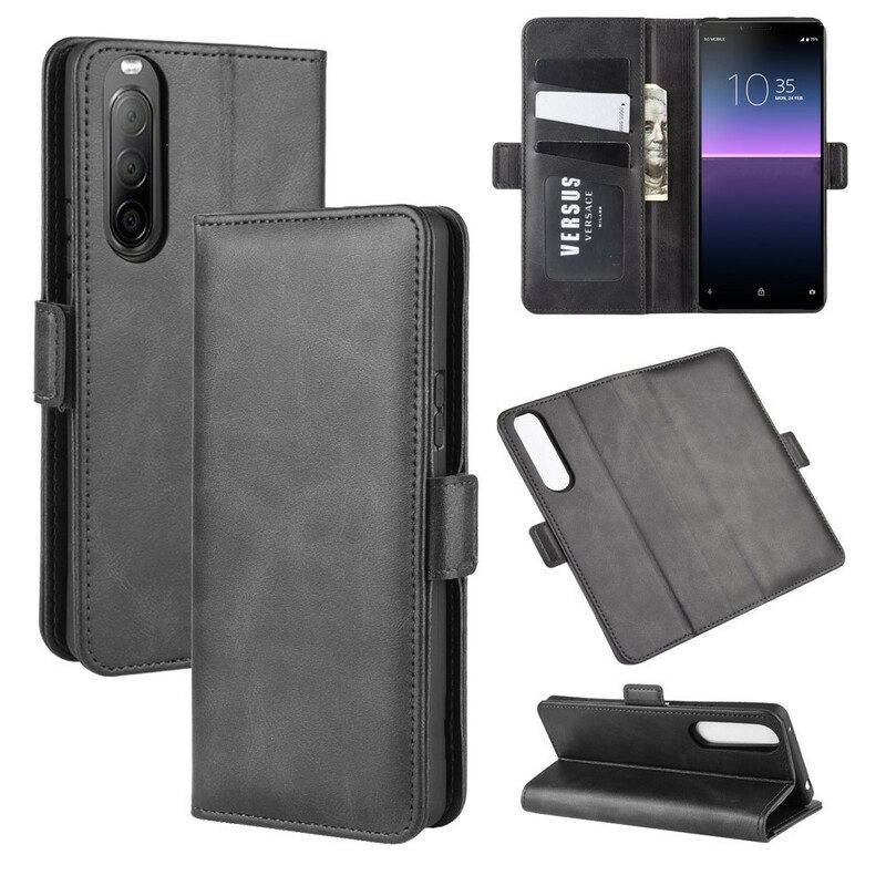 Custodia in pelle Sony Xperia 10 II Folio Cover Doppio Lembo